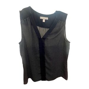 Banana Republic Black and White Polka Dot Sleeveless Top Blouse, Size 10